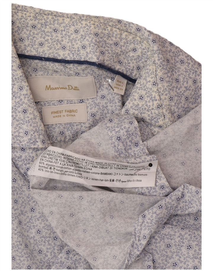 Camicia da uomo Massimo Dutti piccola in cotone floreale bianco