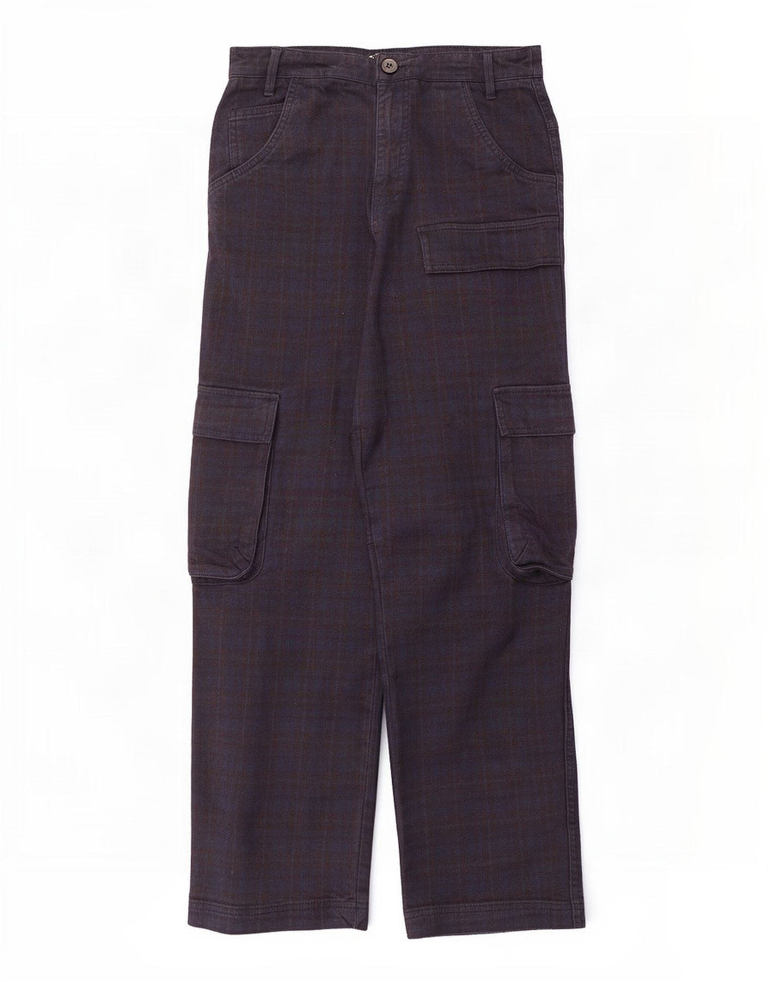 Pantaloni cargo dritti da donna Zara medi W28 L28 blu navy a quadri