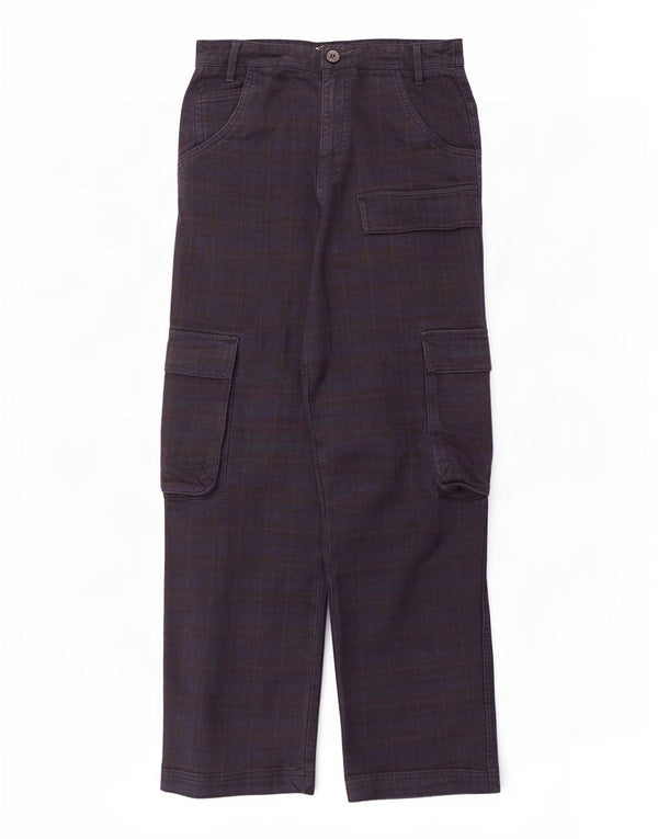 Pantaloni cargo dritti da donna Zara medi W28 L28 blu navy a quadri