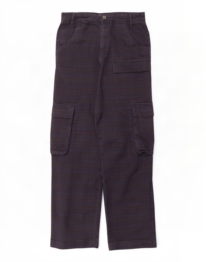 Pantaloni cargo dritti da donna Zara medi W28 L28 blu navy a quadri