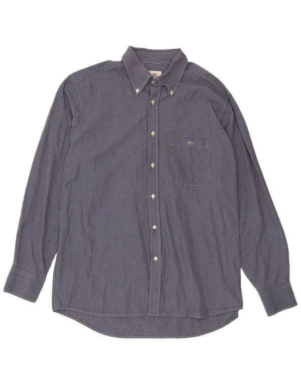 Camicia da uomo Lacoste taglia 44 XL in cotone a quadri blu navy