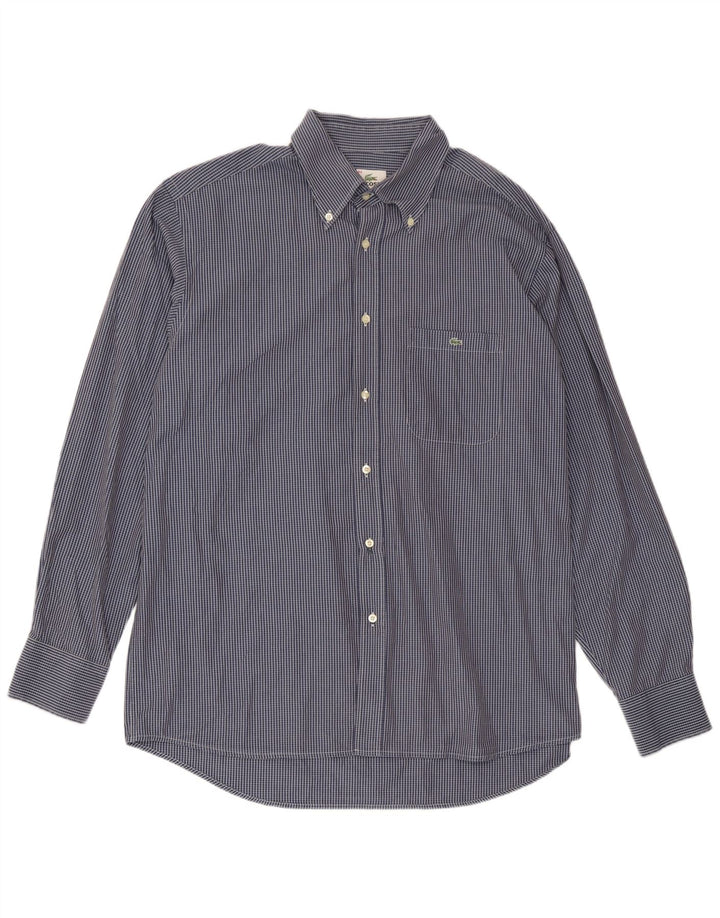 Camicia da uomo Lacoste taglia 44 XL in cotone a quadri blu navy