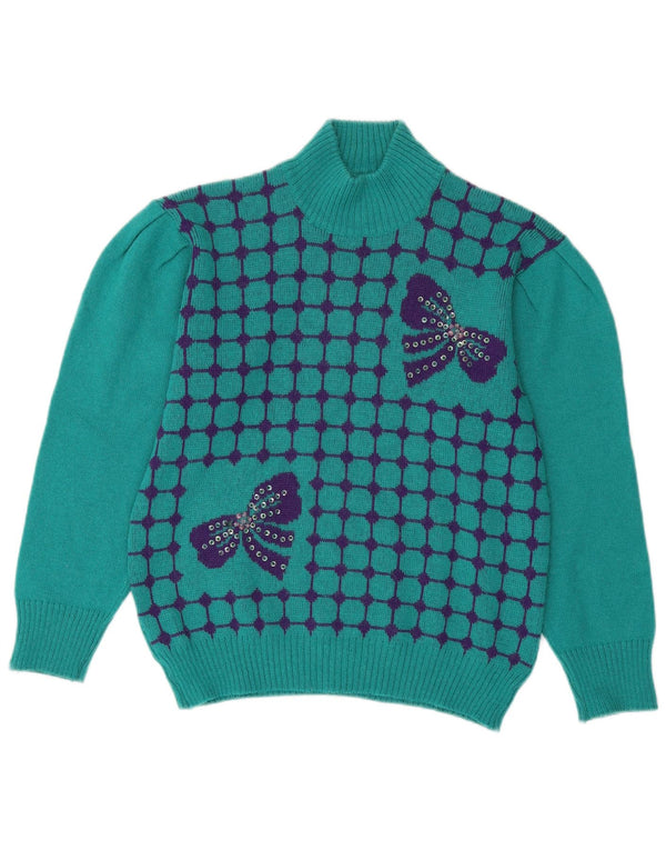 Maglione maglione collo alto da donna Sara Valentino UK 14 Verde medio