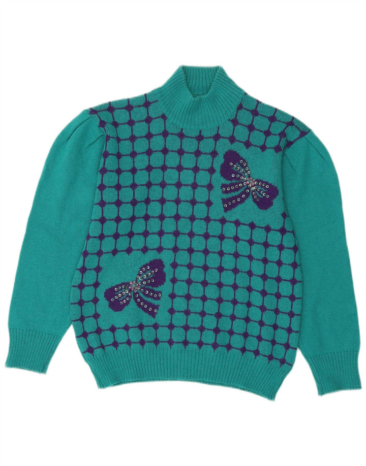 Maglione maglione collo alto da donna Sara Valentino UK 14 Verde medio
