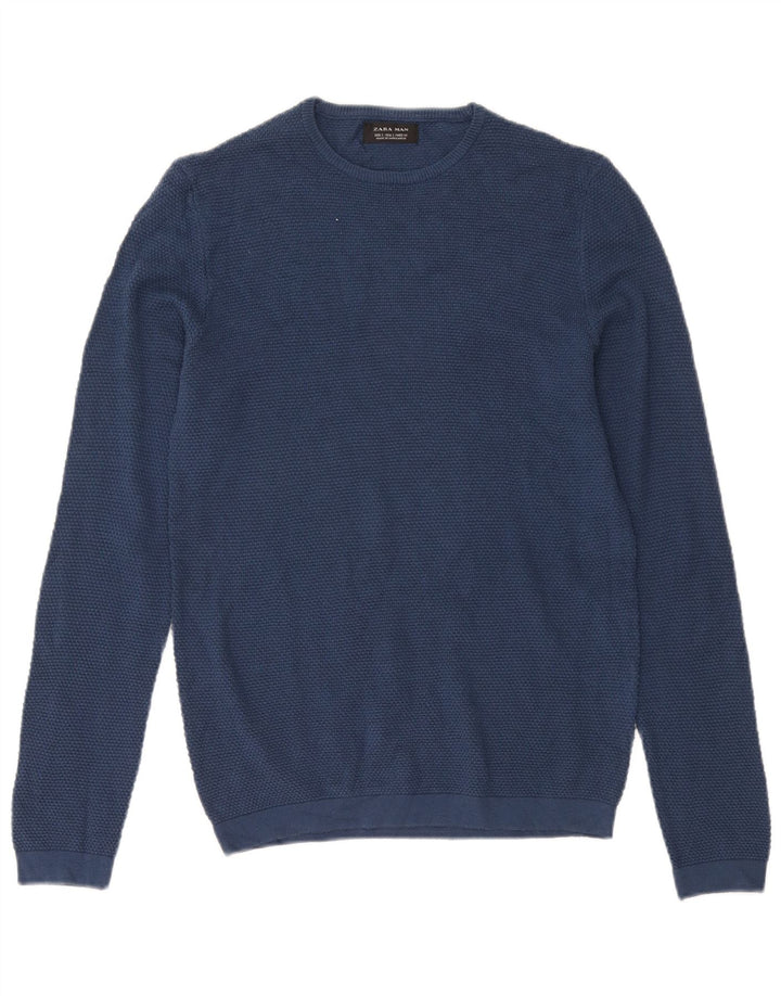 Maglione maglione girocollo da uomo Zara piccolo blu navy