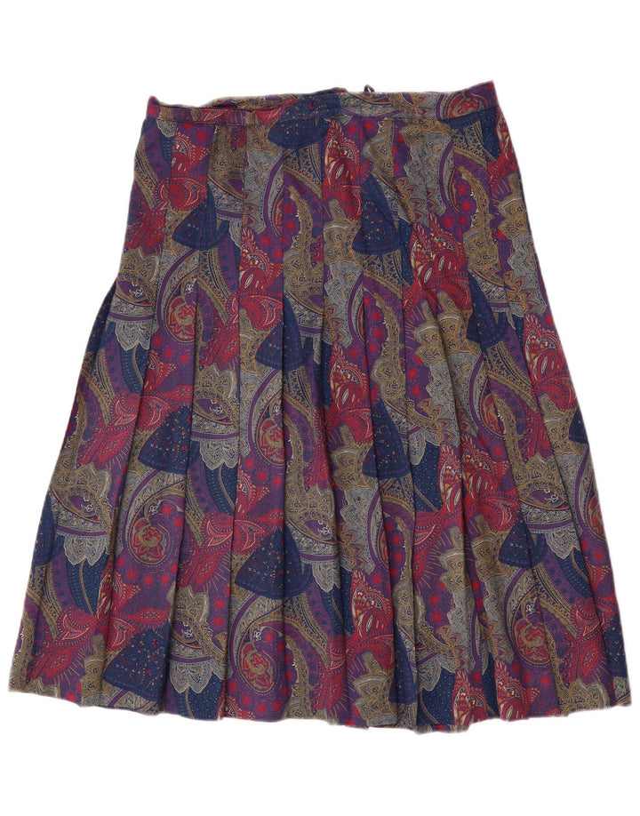 Gonna a pieghe vintage da donna W32 grande motivo cachemire multicolore