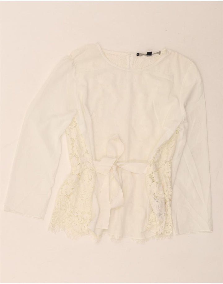 French Connection Camicetta da donna con maniche a 3/4 Top UK 10 Piccolo floreale bianco