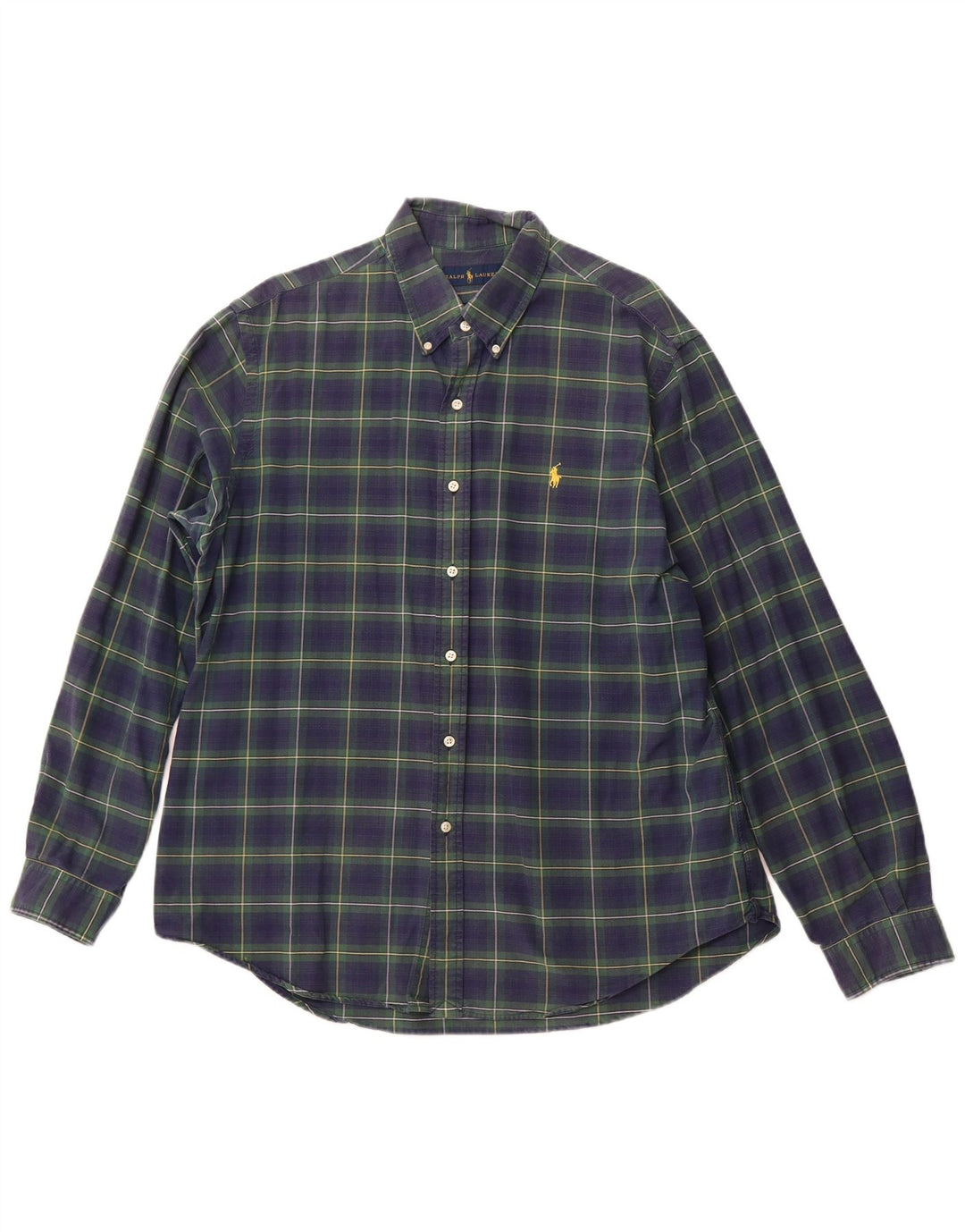 RALPH LAUREN Camicia da uomo in flanella XL in cotone a quadri blu navy