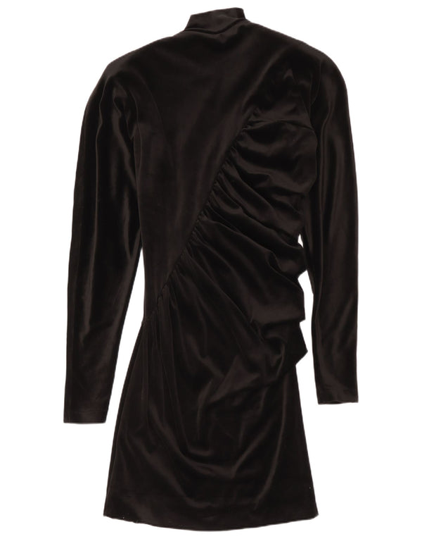 Abito aderente in velluto a maniche lunghe da donna Genny UK 14 Acetato nero medio