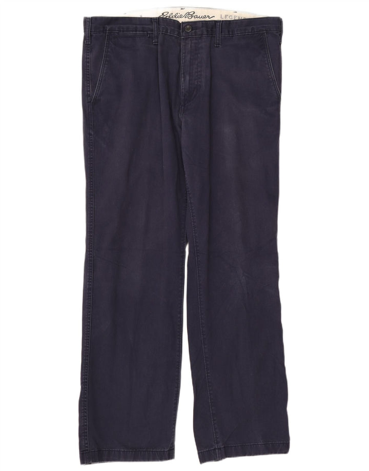 Pantaloni chino dritti da uomo EDDIE BAUER W38 L32 blu navy