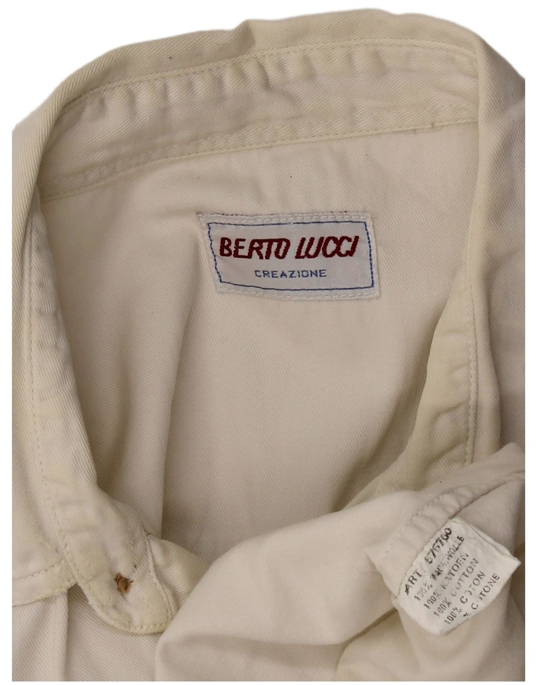 Camicia di jeans da uomo Berto Lucci XL in cotone bianco