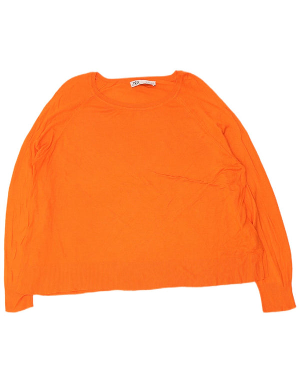 Maglione Zara da donna con scollo a barca UK 16 grande viscosa arancione