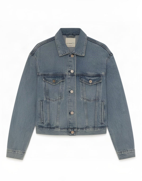 Giacca corta in denim da donna Zara UK 6 XS blu cotone