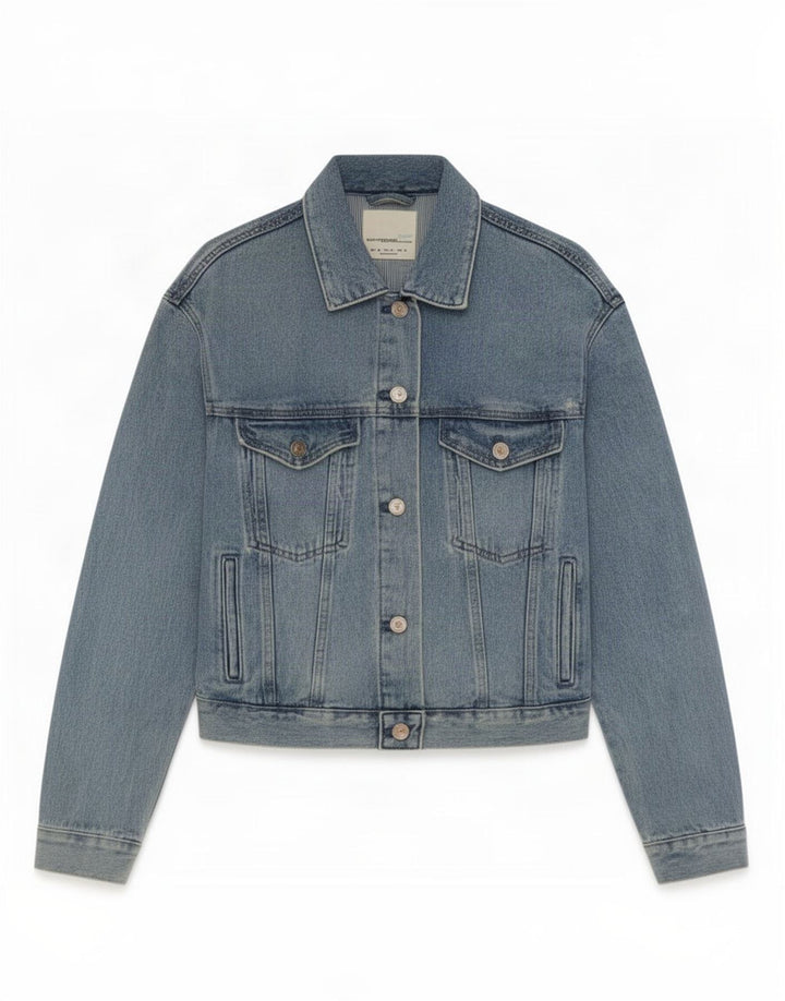 Giacca corta in denim da donna Zara UK 6 XS blu cotone