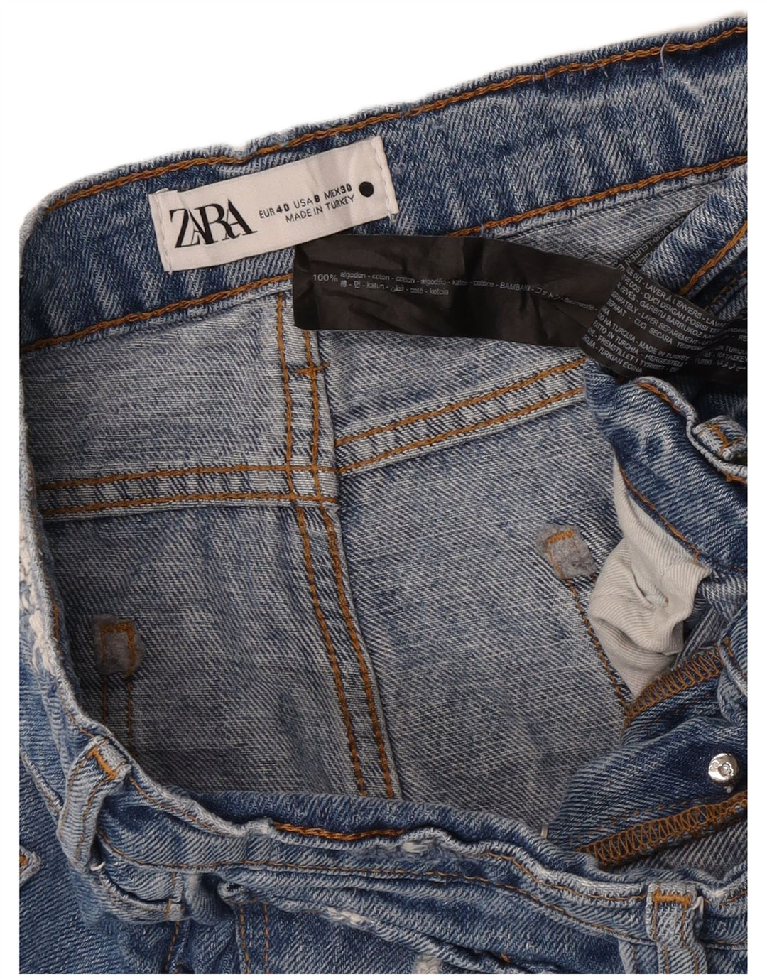 Jeans dritti da donna Zara EU 40 medio W30 L26 cotone blu
