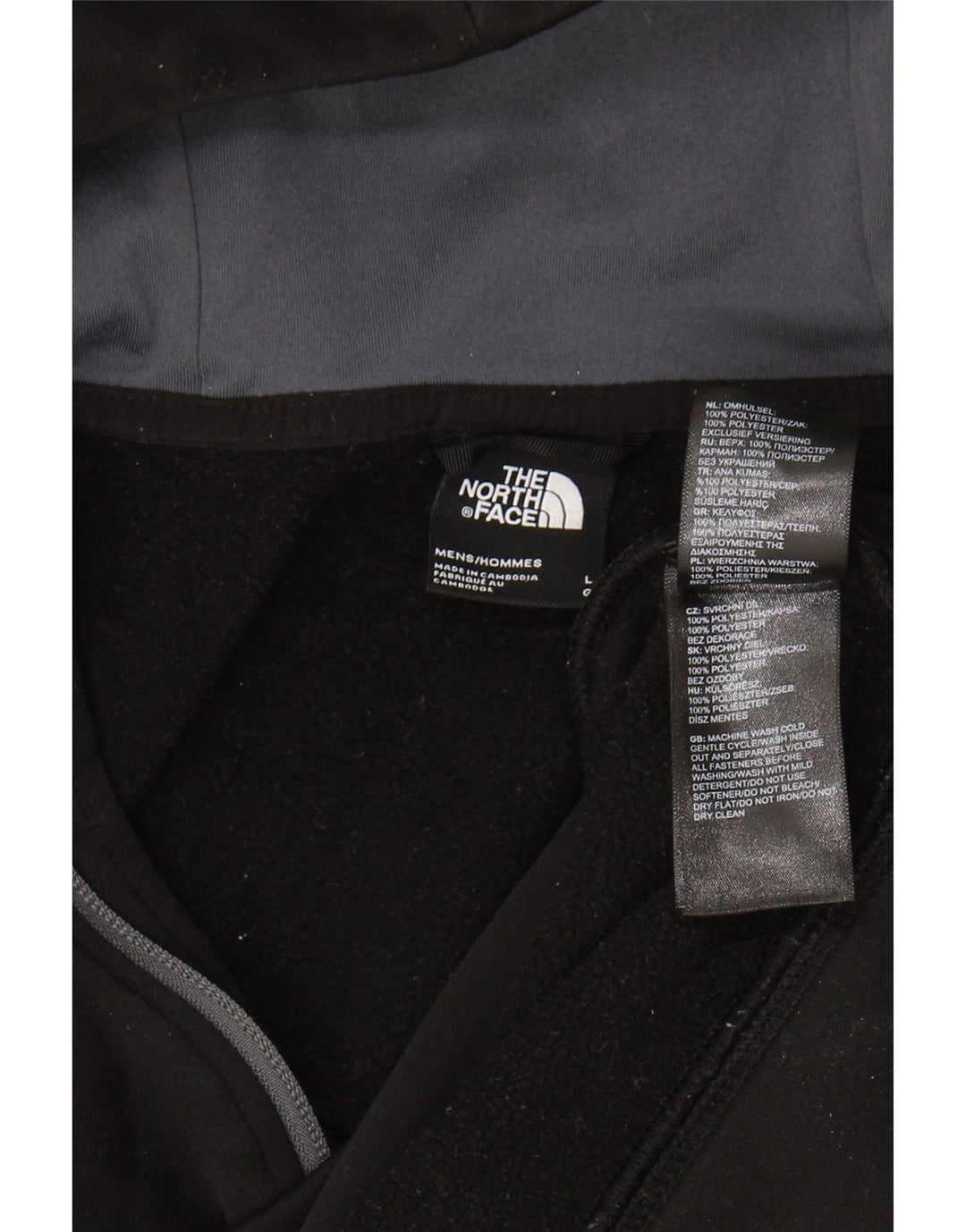 Felpa con cappuccio da uomo The North Face con zip e collo, grande, in poliestere nero