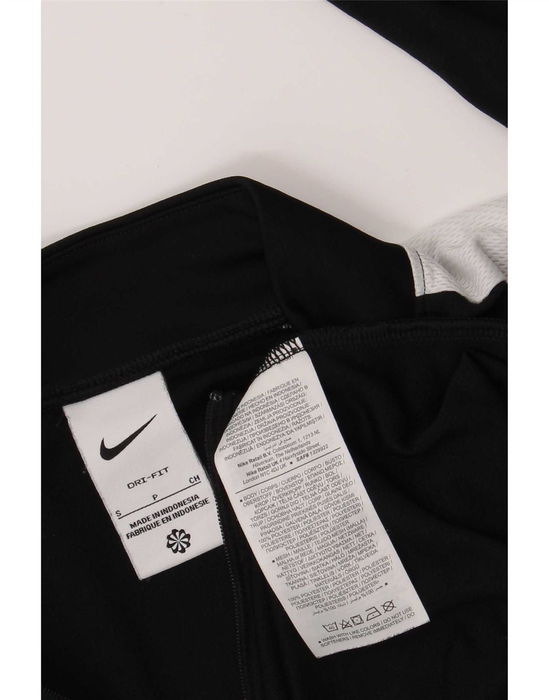 Nike - Maglia da uomo Dri Fit con zip e collo a maniche lunghe, piccola, color block nero