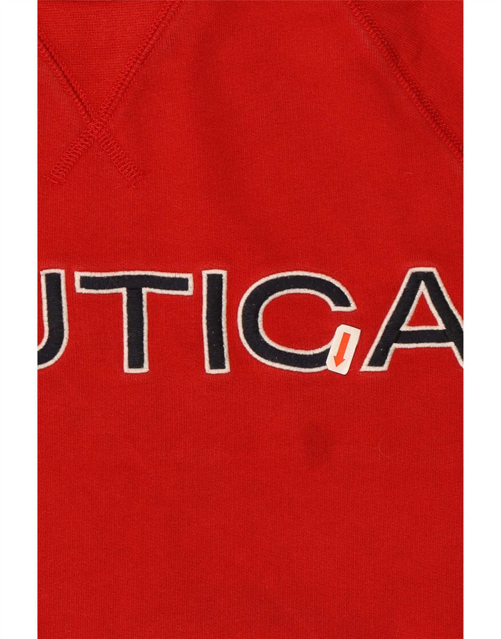 Felpa grafica da uomo Nautica Maglione rosso medio in cotone