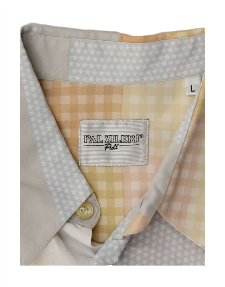 PAL ZILERI Camicia Uomo Manica Corta Large Patchwork in Viscosa Multicolore