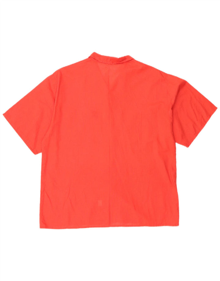 Camicia vintage da donna a maniche corte IT 46 Large in cotone rosso