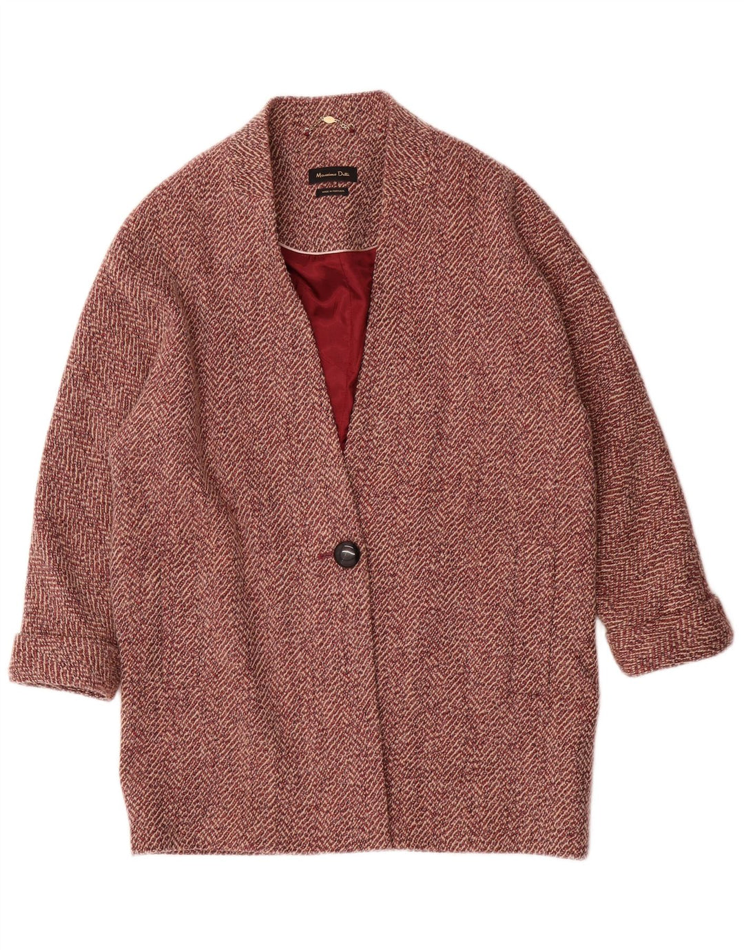 Soprabito da donna Massimo Dutti UK 14 Viscosa a spina di pesce rossa media
