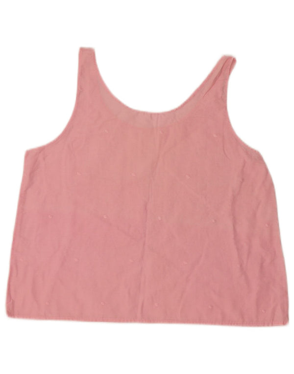 Top camicetta senza maniche vintage da donna UK 16 grande rosa floreale