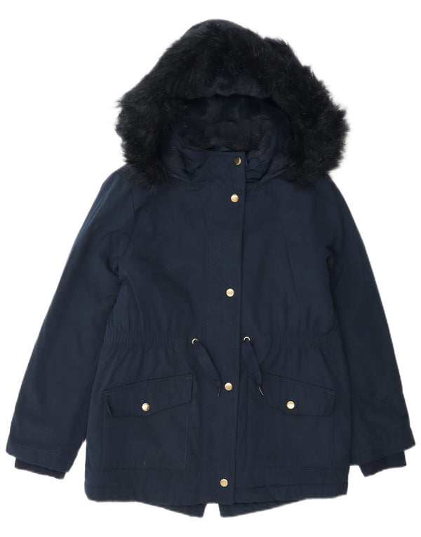 Giacca Parka Sherpa con cappuccio Marks & Spencer per ragazze 8-9 anni Blu navy