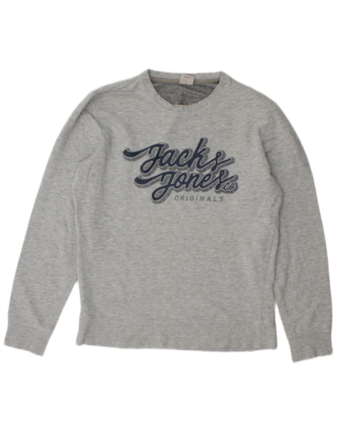 JACK & JONES Felpa con grafica da uomo Maglione in cotone screziato grigio medio