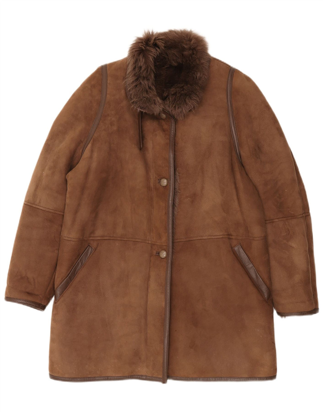 Cappotto in shearling vintage da donna EU 42 XL Marrone