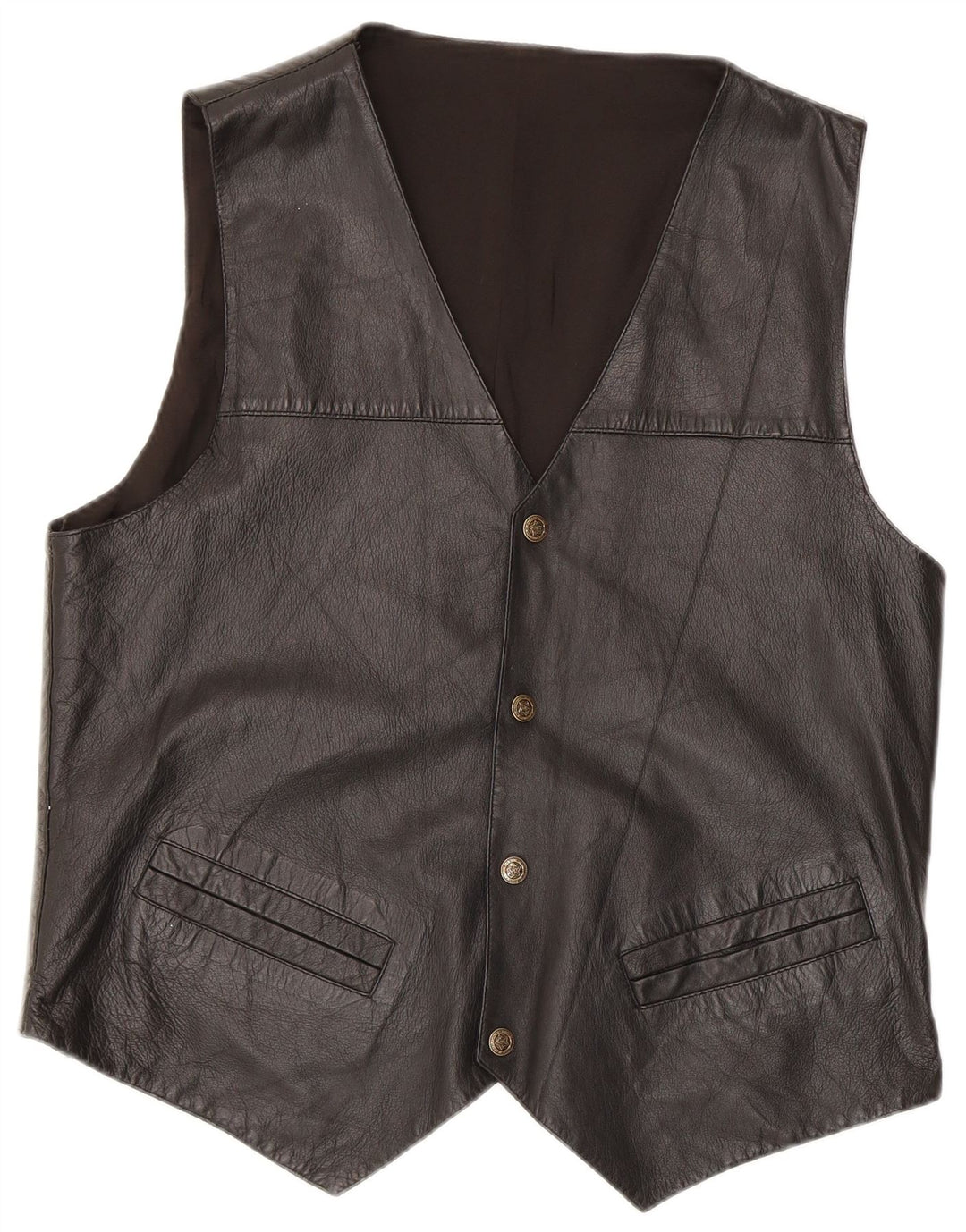Gilet in pelle da uomo vintage medio nero