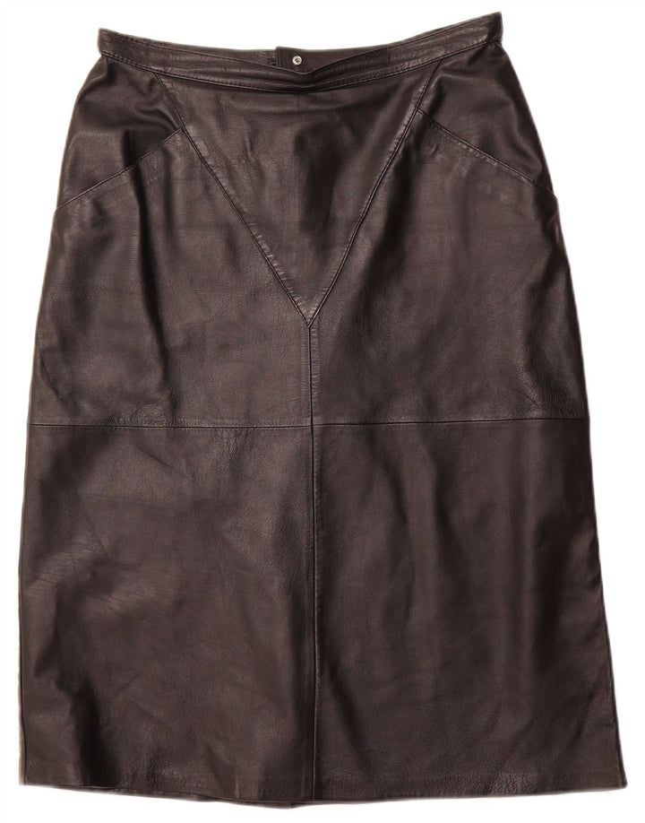 Gonna in pelle da donna VINTAGE IT 44 media W32 nera