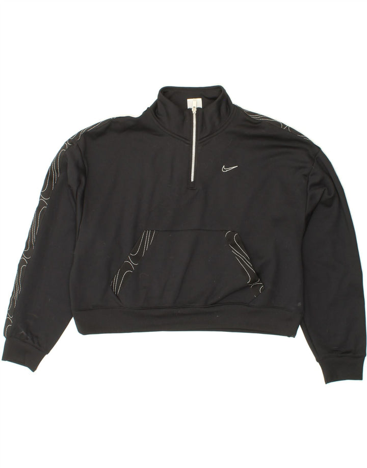 NIKE Womens Oversized Graphic Crop Sweatshirt Jumper UK 16 Large Black Vintage Nike and Second-Hand Nike from Messina Hembry 