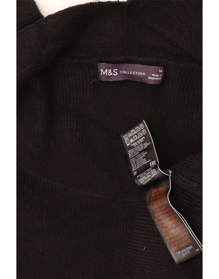 Maglione cardigan aperto oversize da donna Marks & Spencer UK 14 grande nero