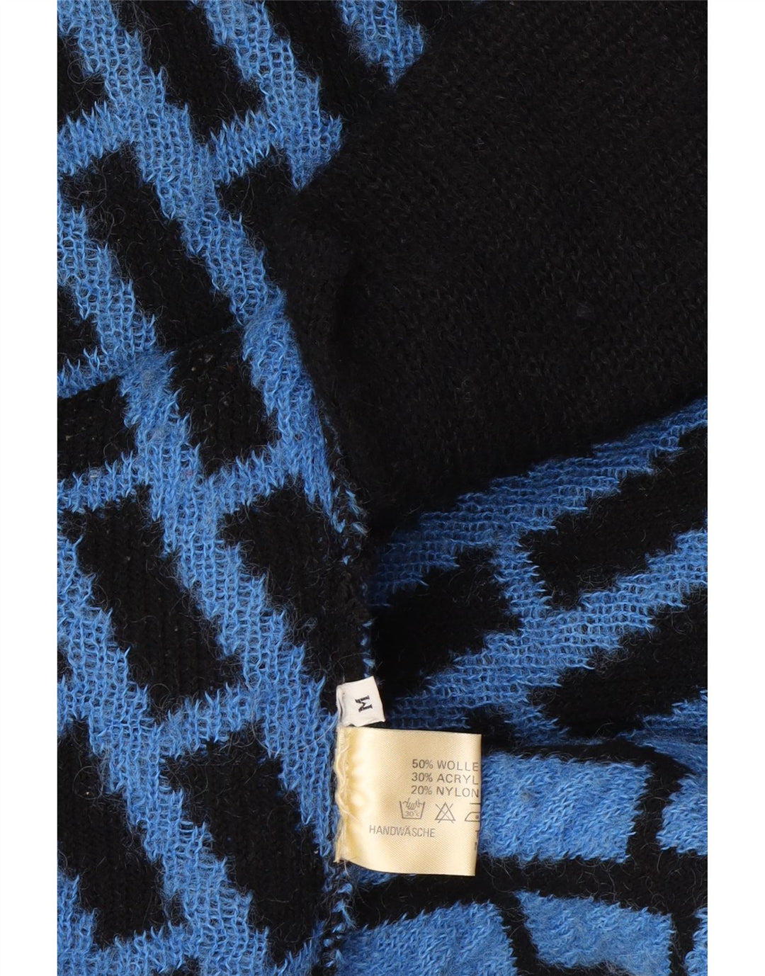 Maglione cardigan oversize a linea lunga da donna vintage UK 14 check blu medio