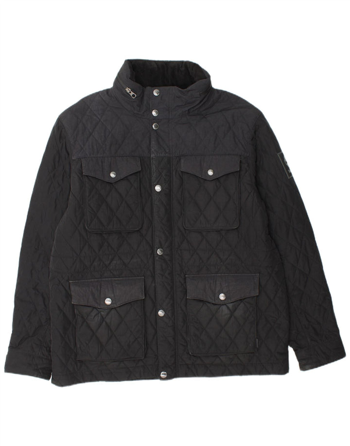 TIMBERLAND Mens Hooded Quilted Jacket UK 42 XL Black Polyester