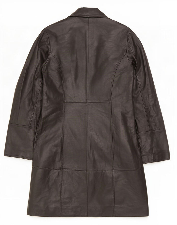 Cappotto in pelle vintage da donna UK 14 medio nero