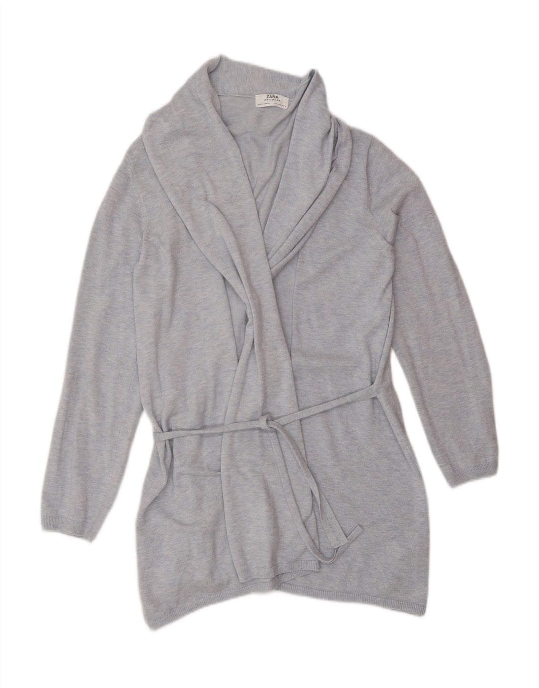 Maglione cardigan lungo da donna Zara UK 14 Viscosa blu medio