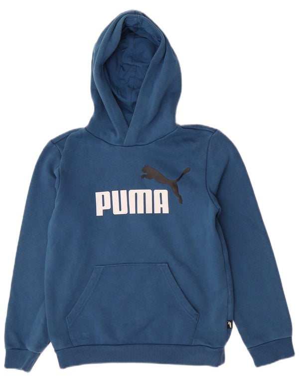 Puma Boys Graphic Hoodie Jumper 11-12 Years Blue Cotton