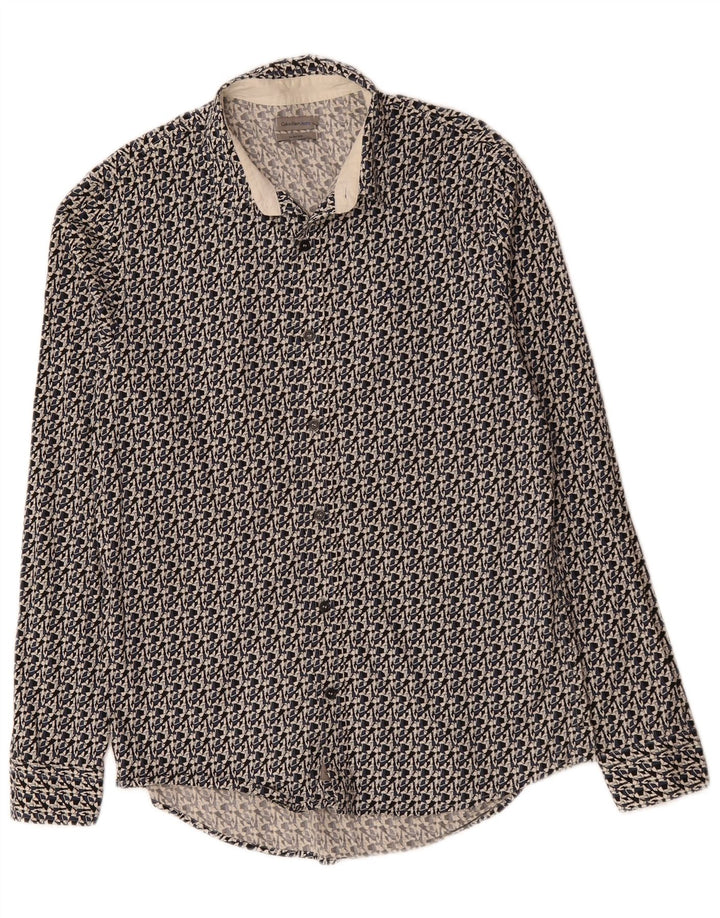 CALVIN KLEIN JEANS Camicia slim fit da uomo in cotone geometrico nero medio