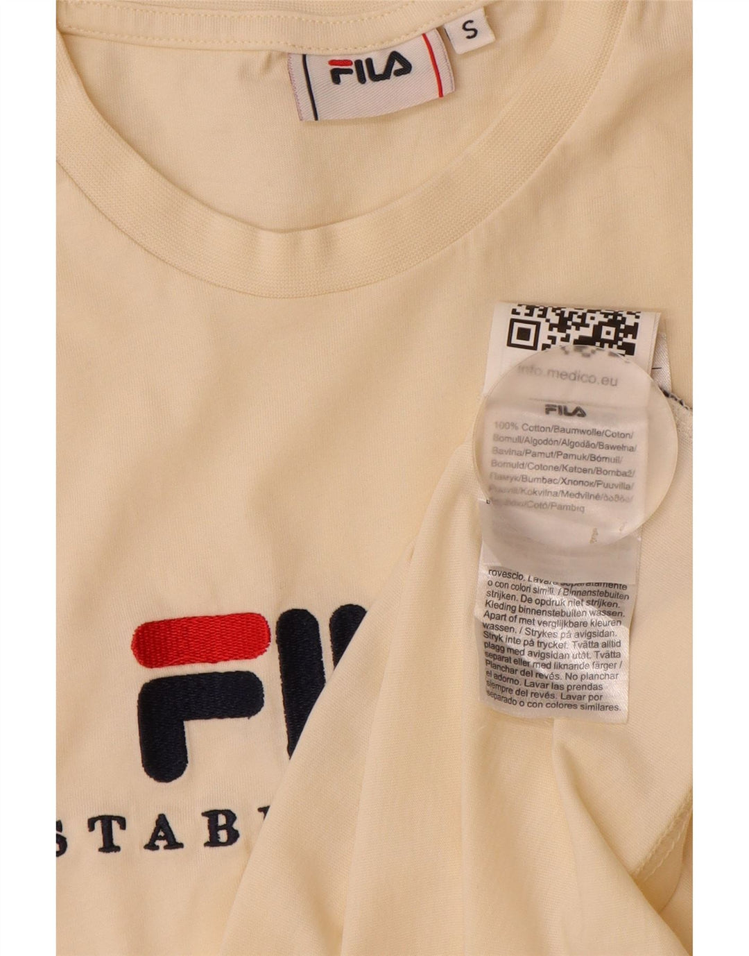 T-shirt grafica da uomo Fila Top piccola in cotone beige