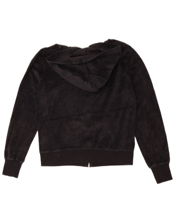 Maglione con cappuccio e zip in velluto da donna Lipsy UK 14 grande cotone nero