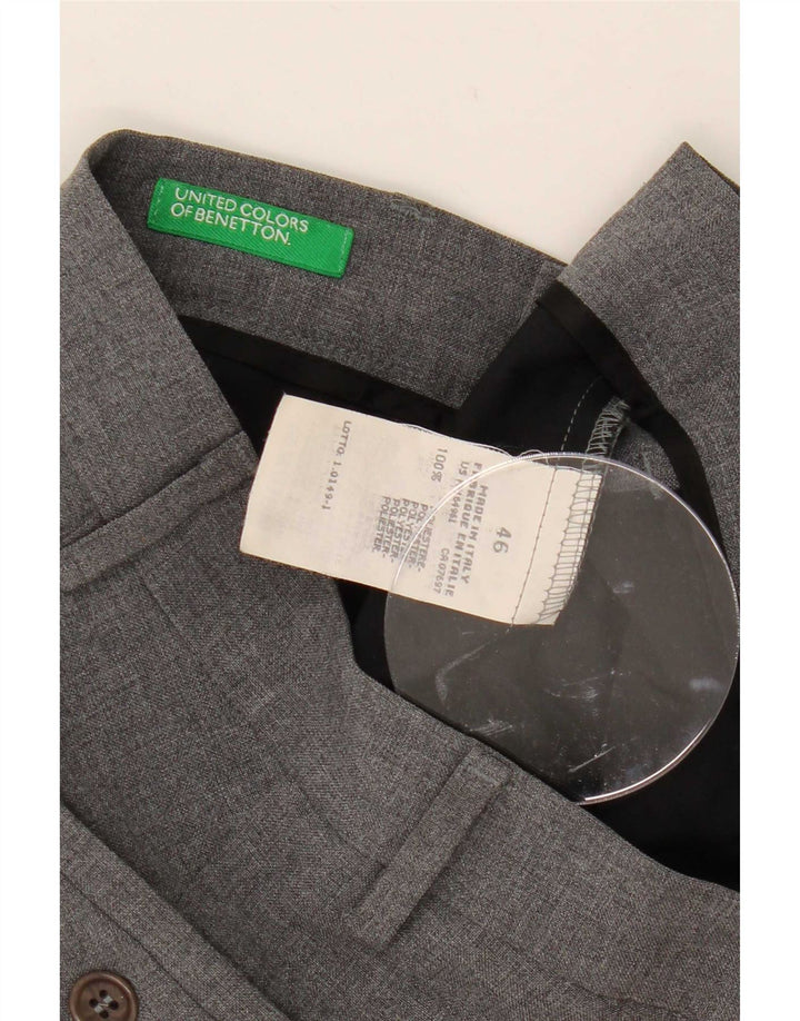 Pantaloni da completo da uomo Benetton con pegging IT 46 Small W29 L32 Poliestere grigio