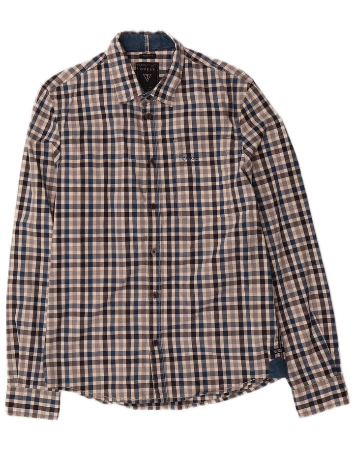 Camicia Guess da uomo slim fit piccola in cotone a quadretti multicolore
