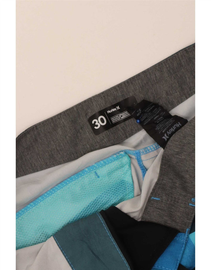Pantaloncini da bagno grafici da uomo Hurley in poliestere color block blu medio