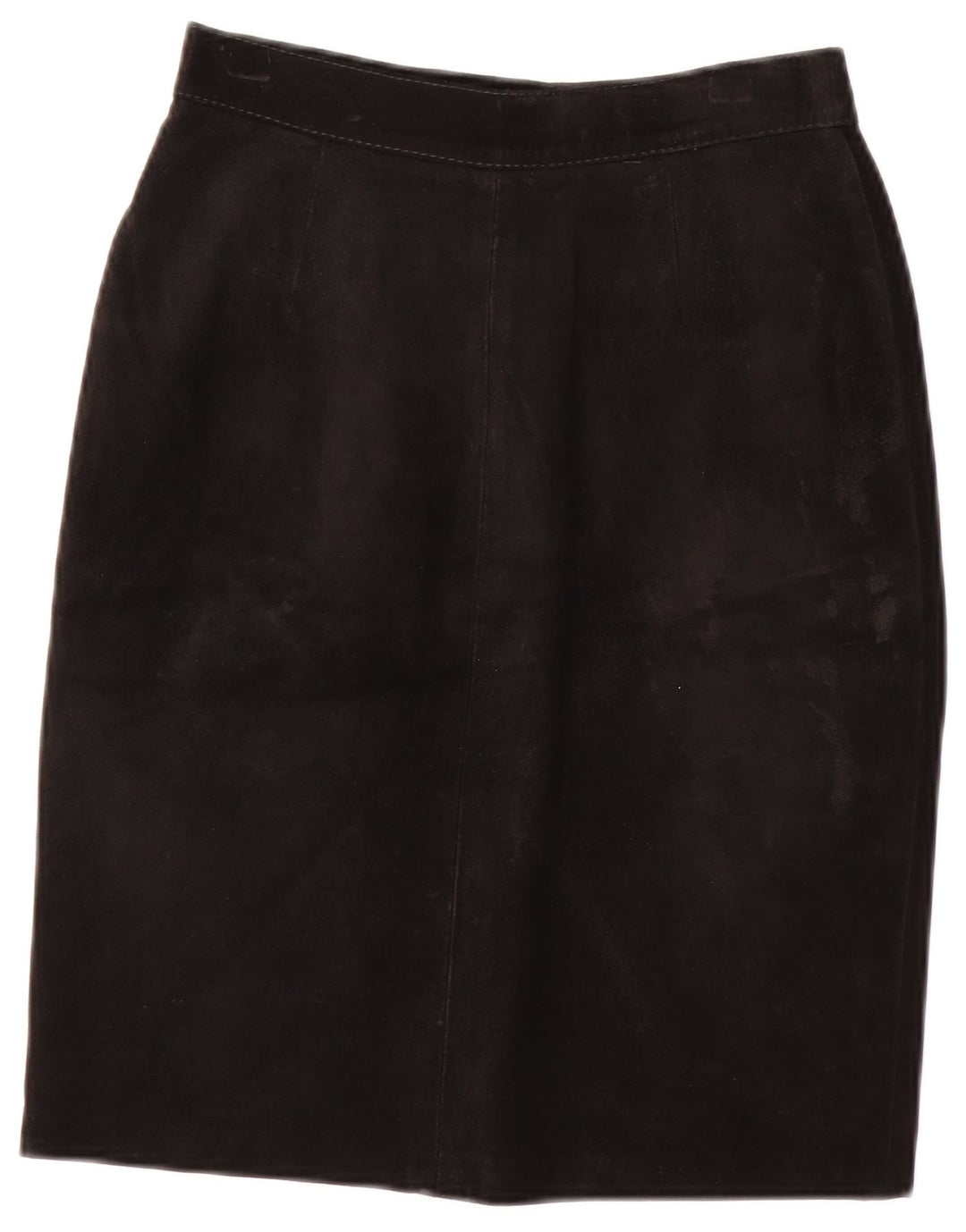 Gonna vintage in pelle scamosciata da donna IT 40 piccola W24 nera
