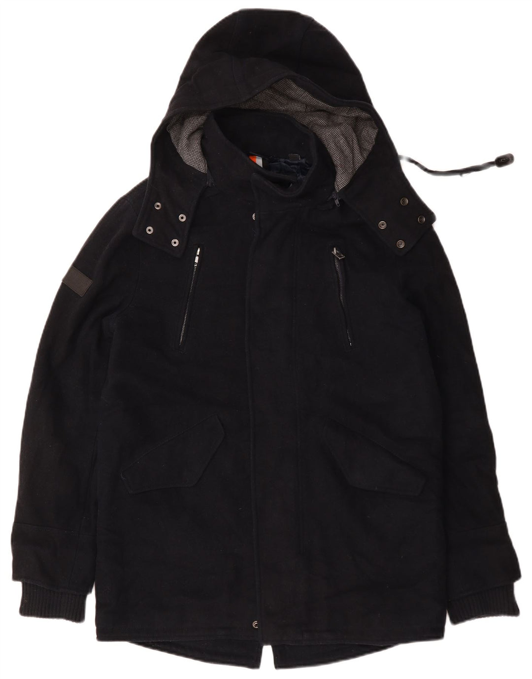 Giacca Parka da uomo con cappuccio Superdry UK 36 Small Lana blu navy