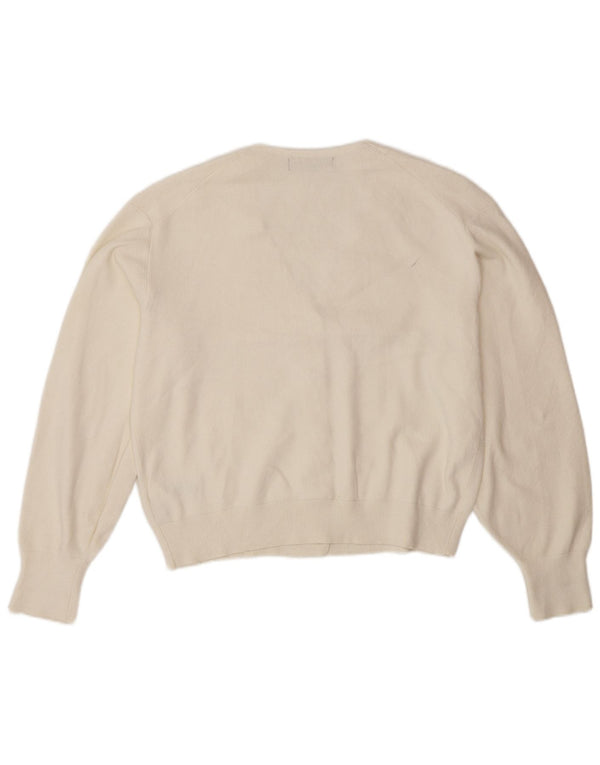 Maglione cardigan da donna Marks & Spencer UK 14 Viscosa bianco sporco medio