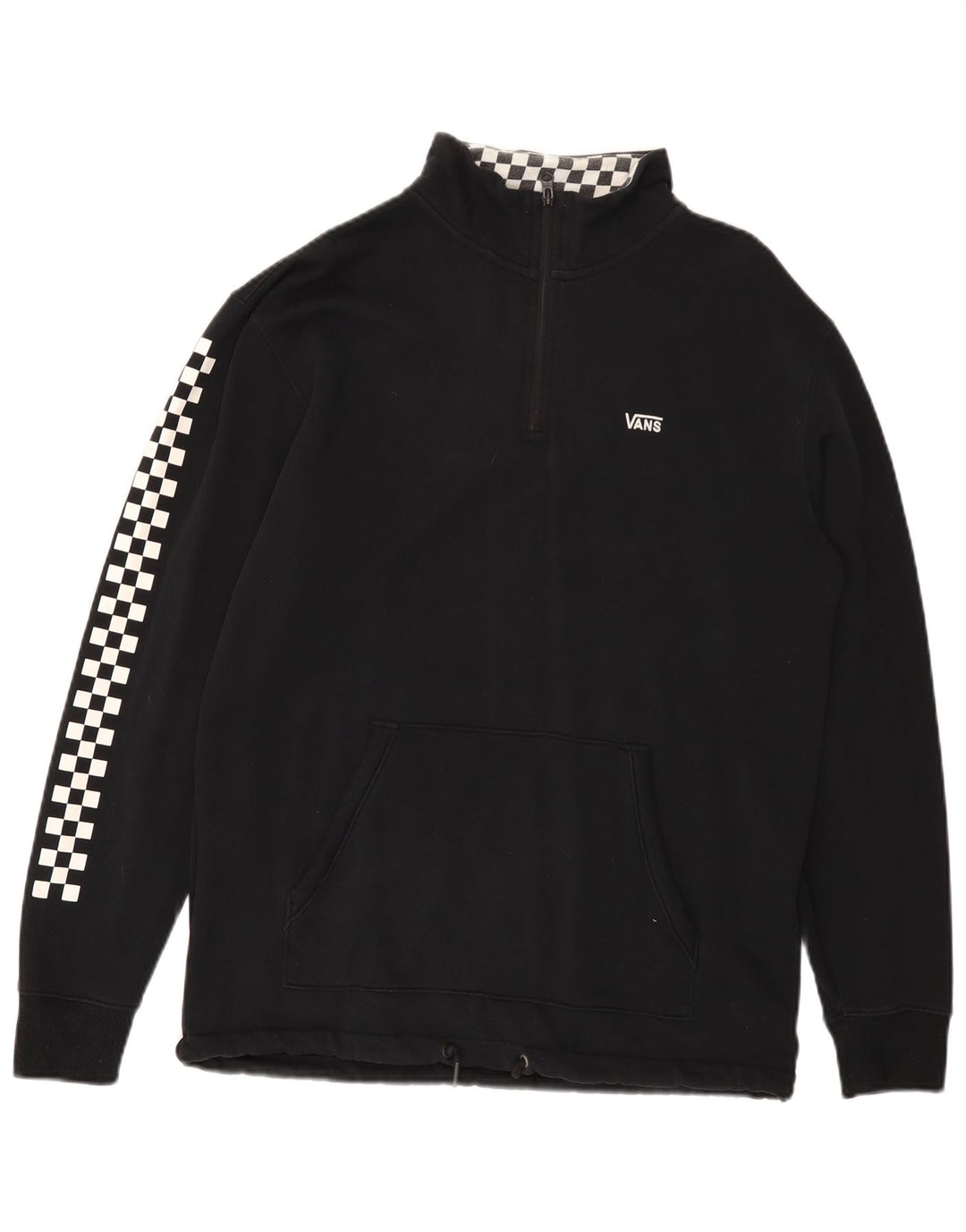 Felpa da uomo con collo con zip VANS, maglione, cotone geometrico nero medio
