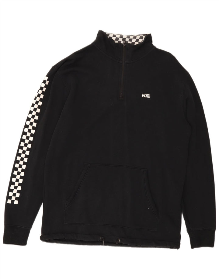 Felpa da uomo con collo con zip VANS, maglione, cotone geometrico nero medio