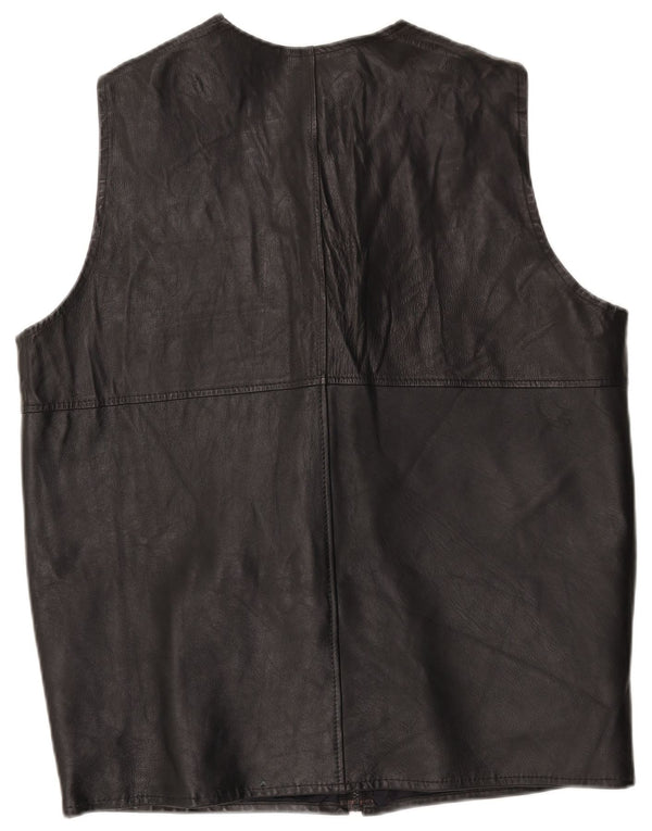 Gilet in pelle da uomo VINTAGE UK 40 grande nero